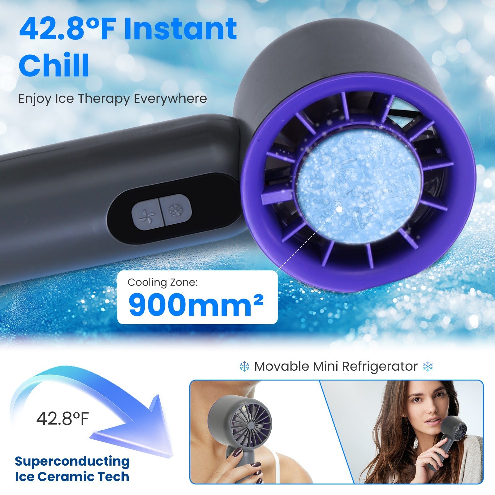 Handheld Fan With Ice Cooler For Travel Camping