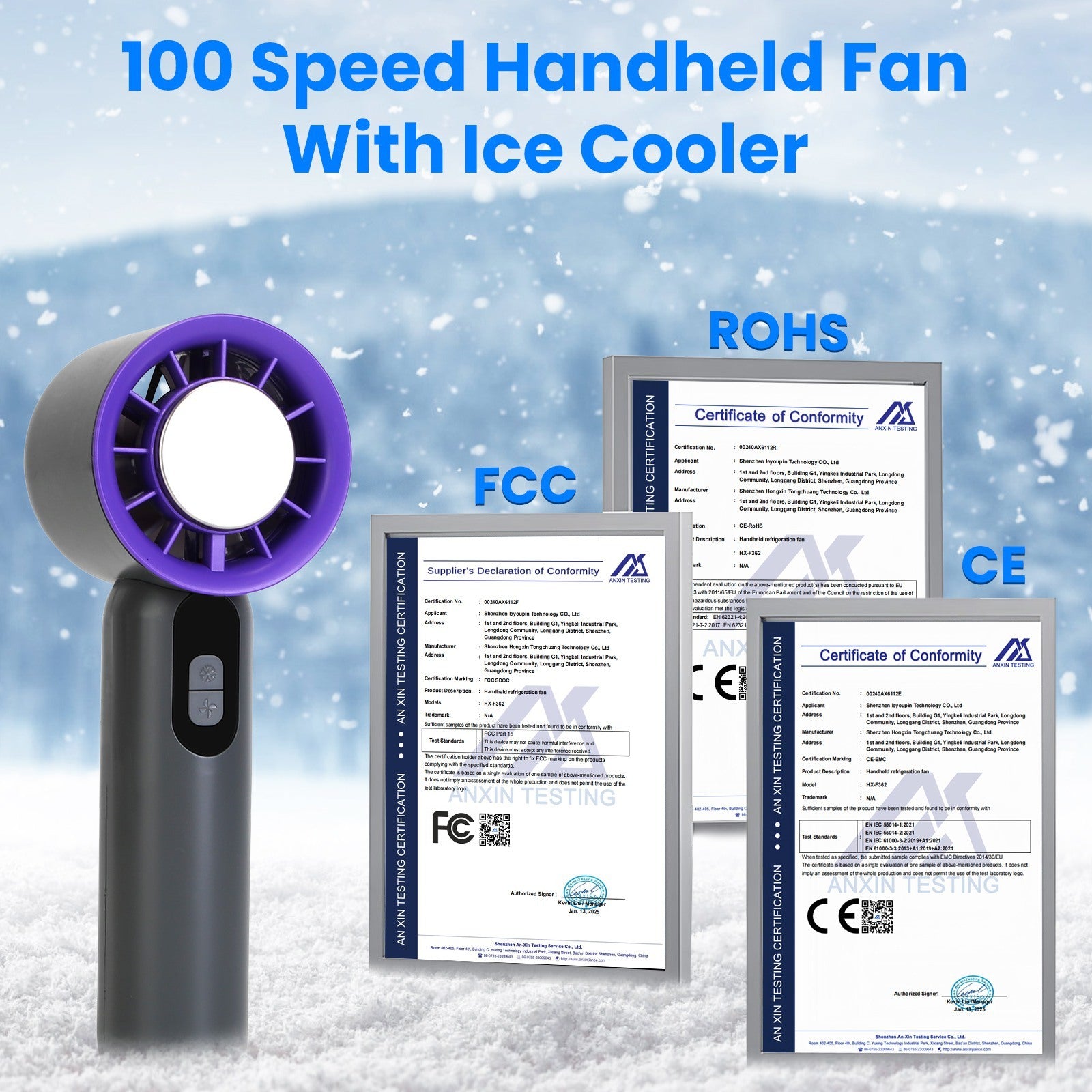 Handheld Fan With Ice Cooler For Travel Camping