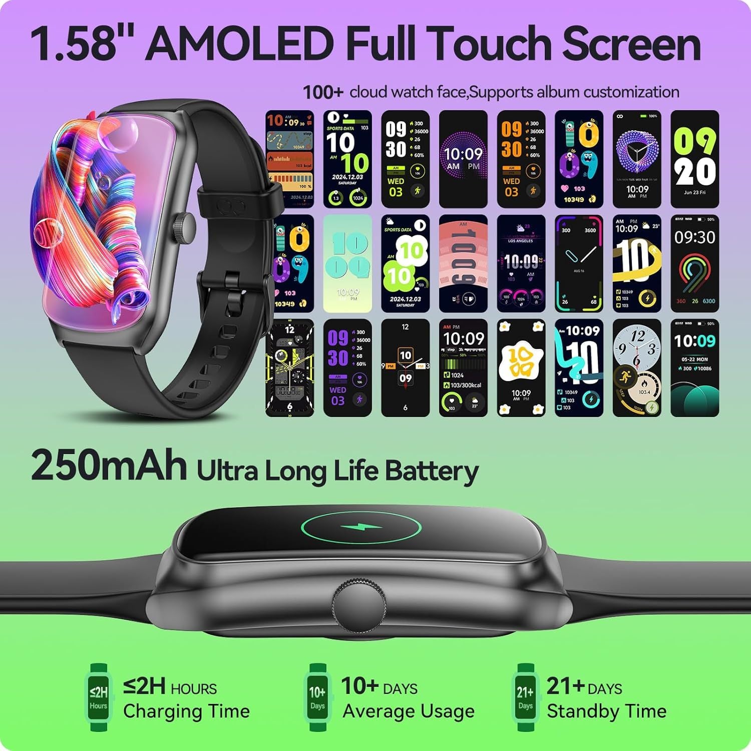 AMOLED Unisex Fitness Tracking Smartwatch