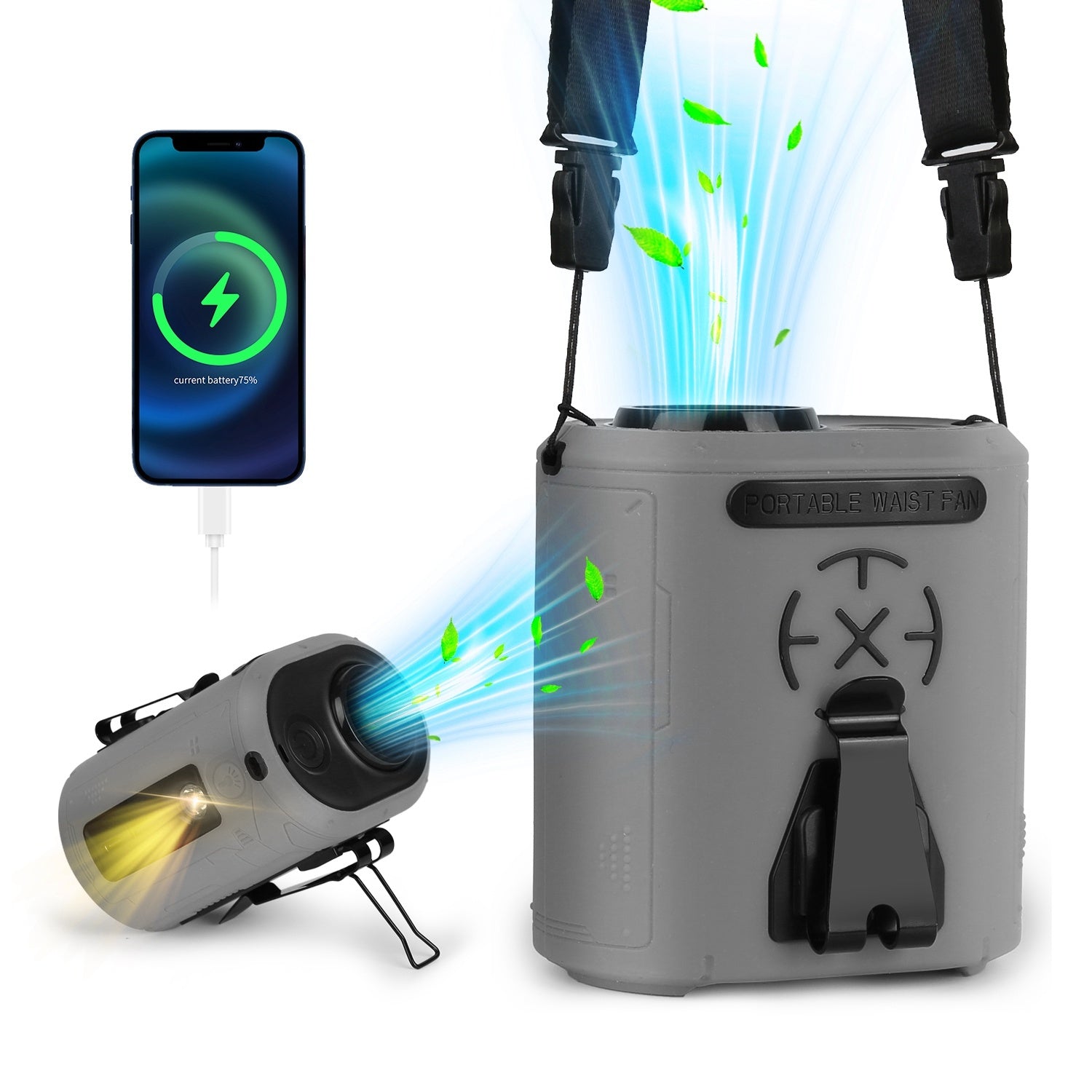 5 In 1 Portable Waist Clip Fan For Camping