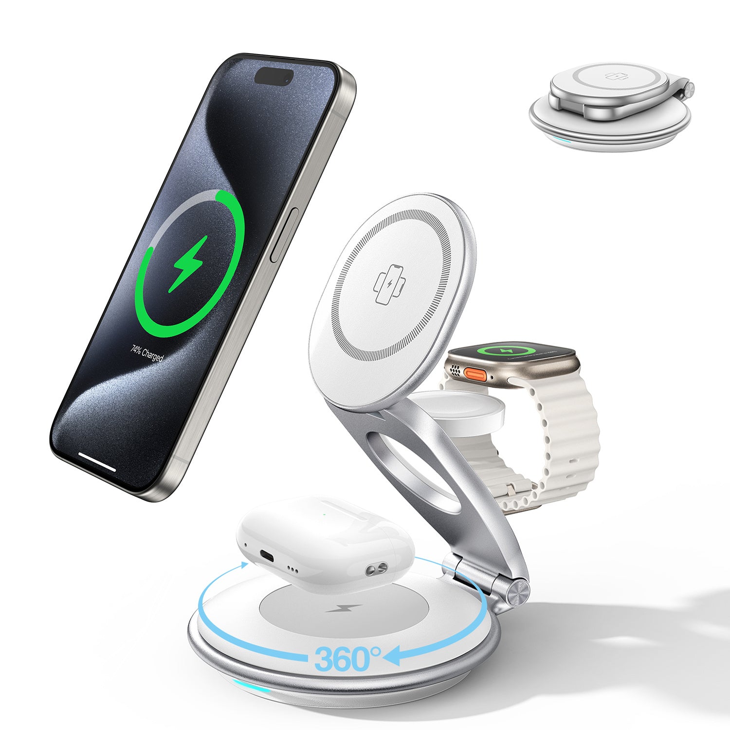 3 In 1 Wireless Mobile Magnet Charger