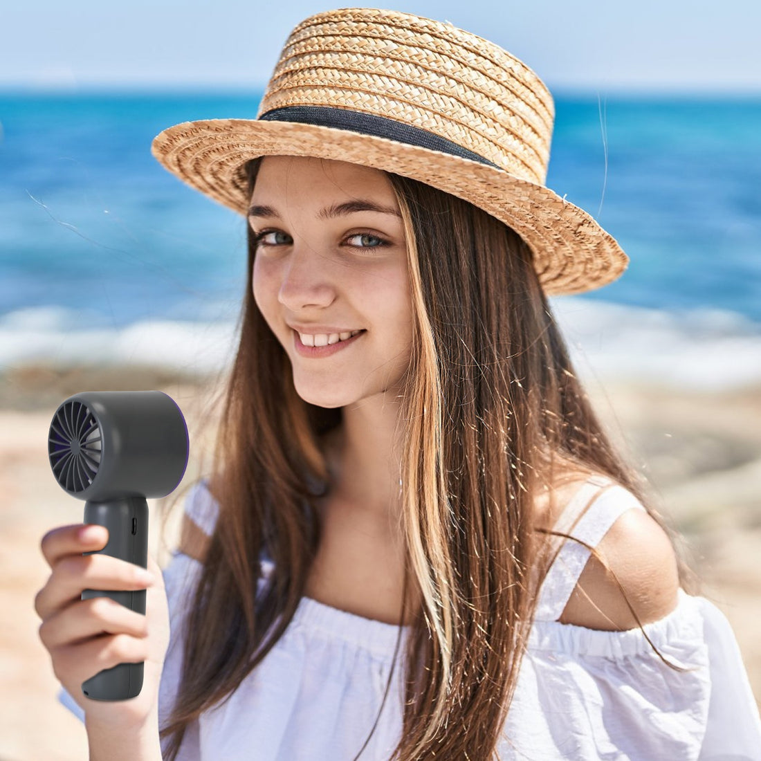 Handheld Fan With Ice Cooler For Travel Camping