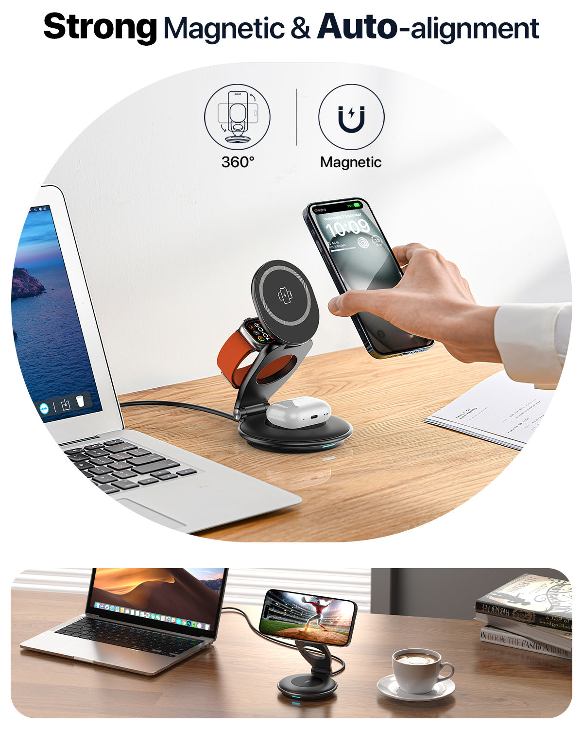 3 In 1 Wireless Mobile Magnet Charger